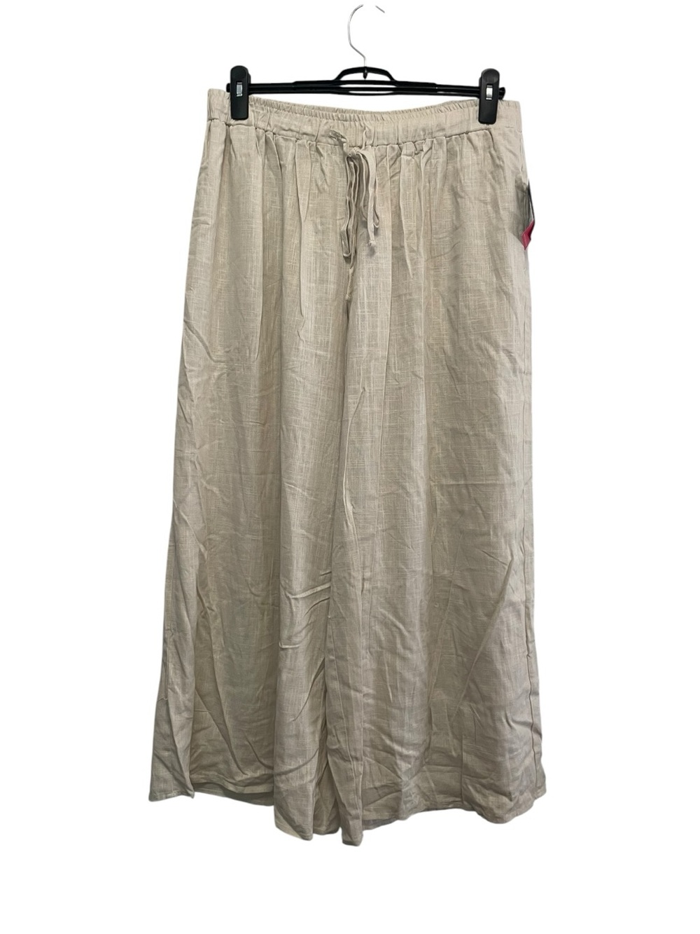 Vince Camuto Rainy Day Linen Blend Wide Leg Pants Size L Pull On Beige NEW